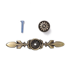 Vintage Victorian Floral Pattern Alloy Cabinet Door Knobs, Kitchen Drawer Pulls Cabinet Handles, with Iron Screws