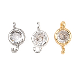 Латунные подвески из прозрачного кубического циркония, плоские круглые ссылки