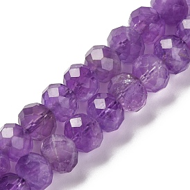 Natural Amethyst Beads Strands, Faceted, Rondelle