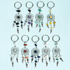Natural Gemstone with Aolly Keychain, Woven Web/Net