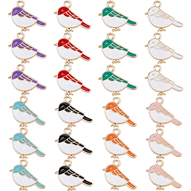 32 шт 8 цвета подвески из сплава, с эмалью, золотой свет, птица