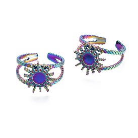 201 anillo de estrella de acero inoxidable, Anillo abierto de color arcoíris para mujer.