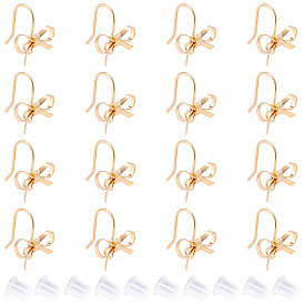 24 hallazgos de aretes de latón, con bucle, lazo, con 40 piezas de tuercas de oreja de plástico