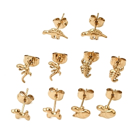 304 Stainless Steel Stud Earrings, Ion Plating(IP)