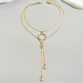 Женские ожерелья с двухслойной регулируемой подвеской-ползунком из нержавеющей стали