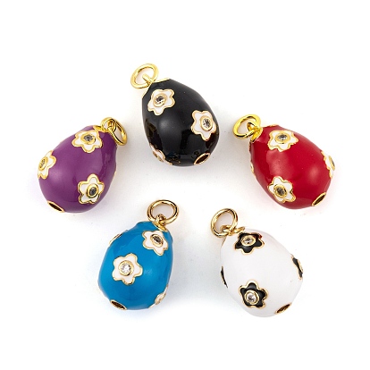 Micro latón allanan colgantes cúbicos del zirconia, sin cadmio y níque y plomo, con esmalte y anillo de salto, real 18 k chapado en oro, lágrima con dijes de flores