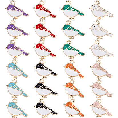 32 шт 8 цвета подвески из сплава, с эмалью, золотой свет, птица