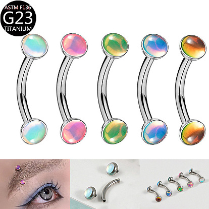 G23 титановые эмалевые изогнутые кольца-штанги для бровей, цвет нержавеющей стали