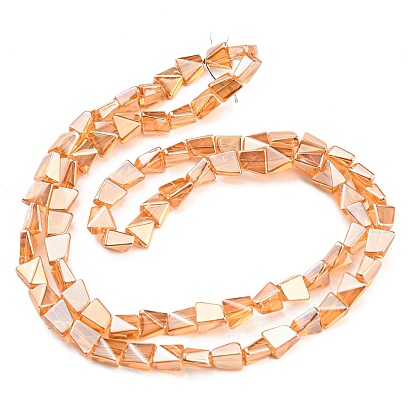 Pearl Luster Plated Electroplate Transparent Glass Beads Strands, Faceted Polygon