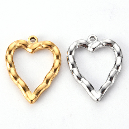 304 Stainless Steel Open Back Bezel Pendants, For DIY UV Resin, Epoxy Resin, Pressed Flower Jewelry, Heart