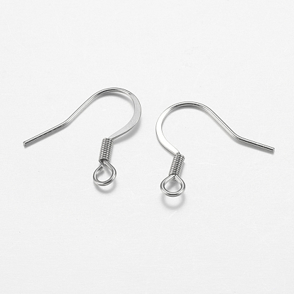 316 Surgical Stainless Steel French Earring Hooks, with Horizontal Loop, Flat Earring Hooks