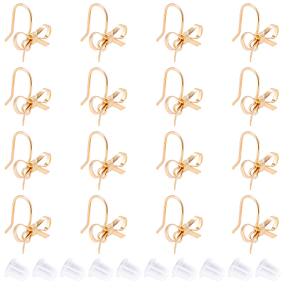 24 hallazgos de aretes de latón, con bucle, lazo, con 40 piezas de tuercas de oreja de plástico