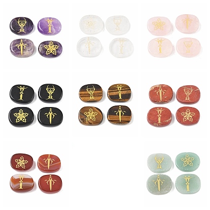 4шт 4 стили украшения для показа натуральных драгоценных камней, фигурка для украшения дома, энергетический камень рейки для исцеления, овал с символом тарруссо