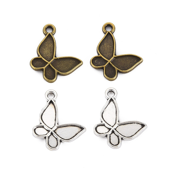 Сплавочные сеттинги для кулона, тибетский стиль, без кадмия и без свинца, бабочка
