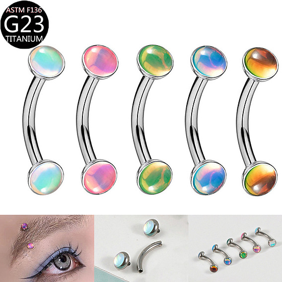 G23 титановые эмалевые изогнутые кольца-штанги для бровей, цвет нержавеющей стали