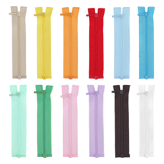 12 шт. 12 цвета аксессуары для одежды кукол, комплекты компонентов на молнии, нейлоновая молния и съемник молнии, прямоугольные