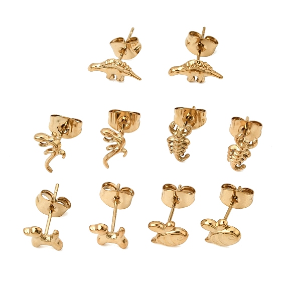 304 Stainless Steel Stud Earrings, Ion Plating(IP)