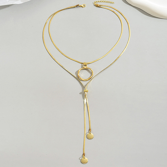 Женские ожерелья с двухслойной регулируемой подвеской-ползунком из нержавеющей стали
