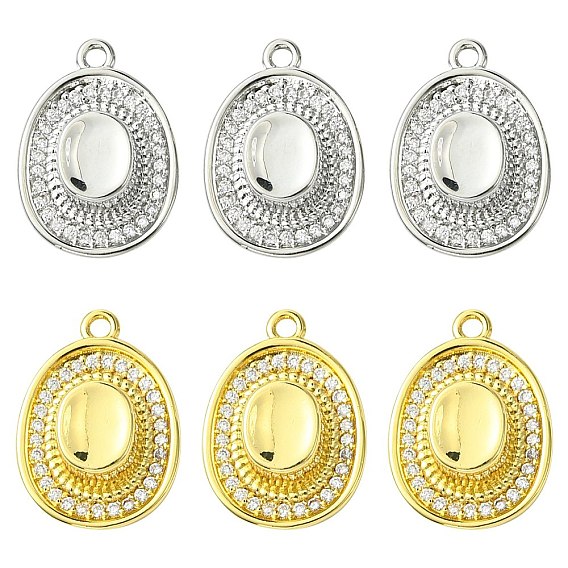 6 шт 2 цвета кулоны из латуни, микропаве, циркония, шляпные прелести, стойки покрытие, долговечный, без свинца и без кадмия