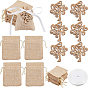 36шт деревянные кабошоны, вырезанные лазером деревянные формы, древо жизни, с 36шт. мешочков с завязками и 1рулоном односторонней атласной ленты