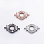 Brass Micro Pave Cubic Zirconia Links, Long-Lasting Plated, Ring