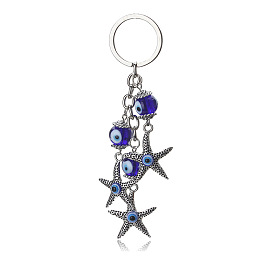Starfish Turkish Blue Eye Keychain Bag Car Pendant