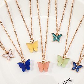 Acrylic Butterfly Pendant Necklace with Alloy Chains for Women