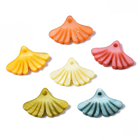 Natural Freshwater Shell Pendants, Dyed, Ginkgo Leaf