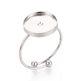 304 composants de l'anneau de manchette en acier inoxydable, monture de bague à coupelle vierge, réel 18 k plaqué or