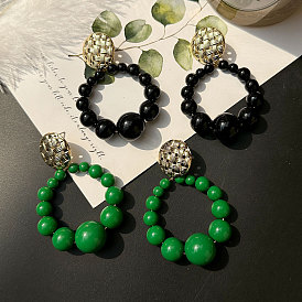 Trendy fashion geometric round beaded earrings earrings spherical resin high-end earrings