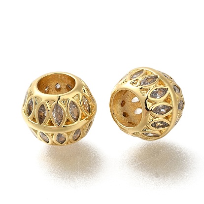 Обшивка стойки латунь с европейскими бусинами из фианита, долговечный, без свинца и без кадмия, бусины с большим отверстием