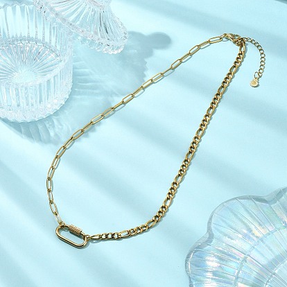 304 Подвеска-цепочка Фигаро из нержавеющей стали с овальной застежкой-замком для женщин