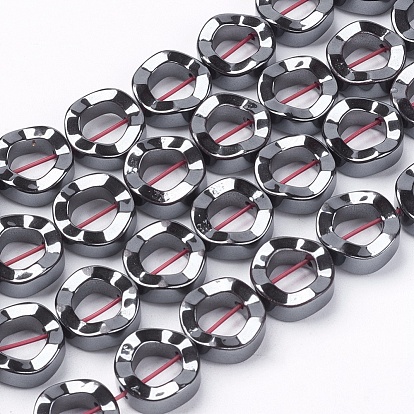 Non-magnetic Synthetic Hematite Beads Strands, Grade A, Twist Donut, 12x4mm, Hole: 1mm