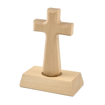 Beechwood Display Ornaments, for Home Decoration, Magnetic, Cross, Religion