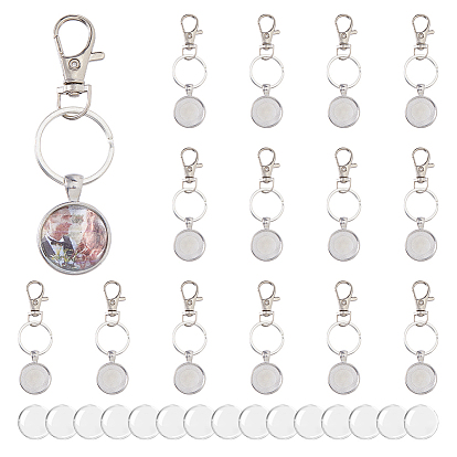 30 брелок из сплава, с поворотными карабинами из сплава, железными кольцами и стеклянными кабошонами