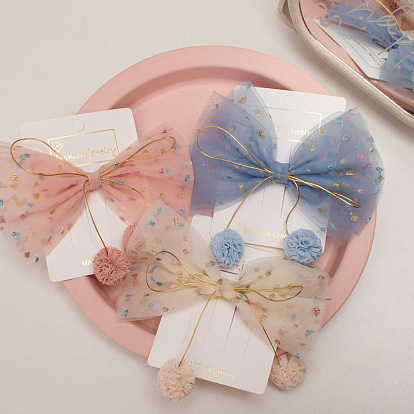Cute Butterfly Hair Clip for Girls with Sweet Lace and Bow.