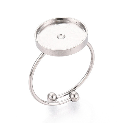 304 composants de l'anneau de manchette en acier inoxydable, monture de bague à coupelle vierge, réel 18 k plaqué or