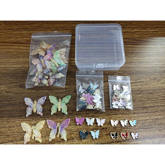 Acrylic & Alloy Charms, with Light Gold Plated Alloy Findings, Butterfly