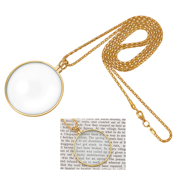 4 шт. плоские круглые кулон-лупа из сплава, длинные ожерелья