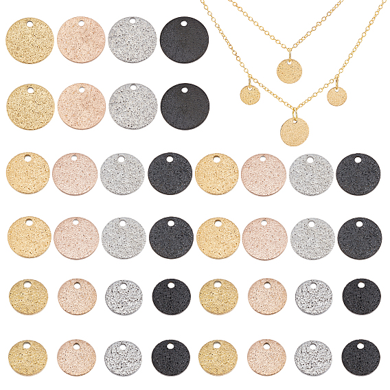 48Pcs 304 Stainless Steel Charms, Textured, Flat Round with Bumpy