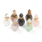 Faceted Natural Gemstone Pendants, Openable Perfume Bottle, with Golden Tone Brass Findings