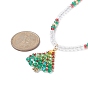 Glass Beaded Necklaces, Sead Bead Braided Christmas Tree Pendant Necklace for Women
