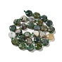 Natural Gemstone Beads Strands, with Seed Beads, Faceted Hexagonal Cut, Flat Round