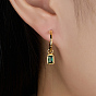 925 Sterling Silver Half Hoop Earrings, Rectangle Cubic Zirconia Dangle Stud Earrings