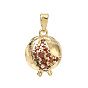 Brass Rhinestone Pendants, Pomegranate Charms, Golden
