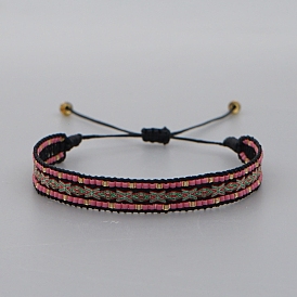 Adjustable Nylon Cord Braided Bead Bracelets, with Glass Seed Beads