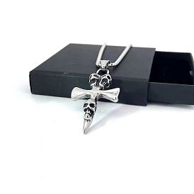 Ожерелья из нержавеющей стали с подвеской в виде черепа и креста для мужчин
