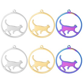 diy jewelry accessories necklace earrings pendant 18K stainless steel cat pendant titanium steel polished