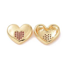 Brass Micro Pave Cubic Zirconia Pendants, Heart Charm