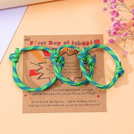 3шт. 3 стили полиэстер браслеты для первого дня школы, набор семейных браслетов «мама, папа и я», с бумажной карточкой